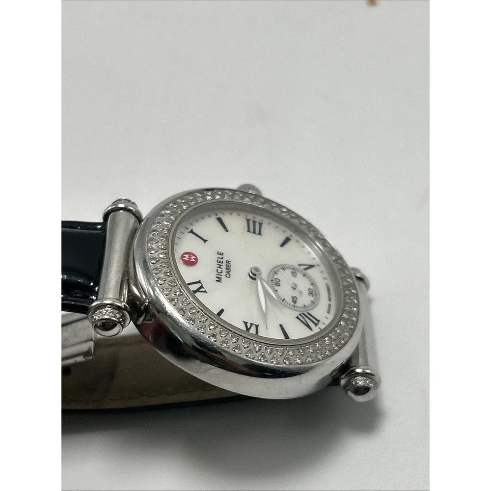Women's Diamond Michele Caber Dress Watch Black Band
